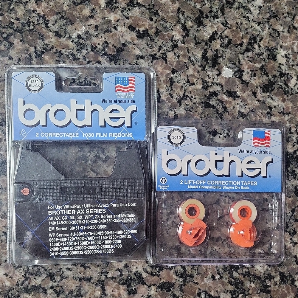 Brother 2 Correction Tapes # 3010 and 2 Film Ribbons #1230 opened